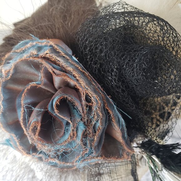 One of a Kind Handmade Custom Feather Head Piece Fascinator - Picture 11 of 12